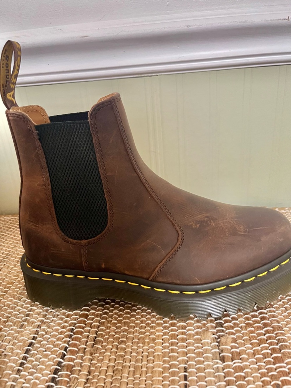 Dr. Martens Brown Leather and Yellow Outsole Detail - Picture 3 of 11